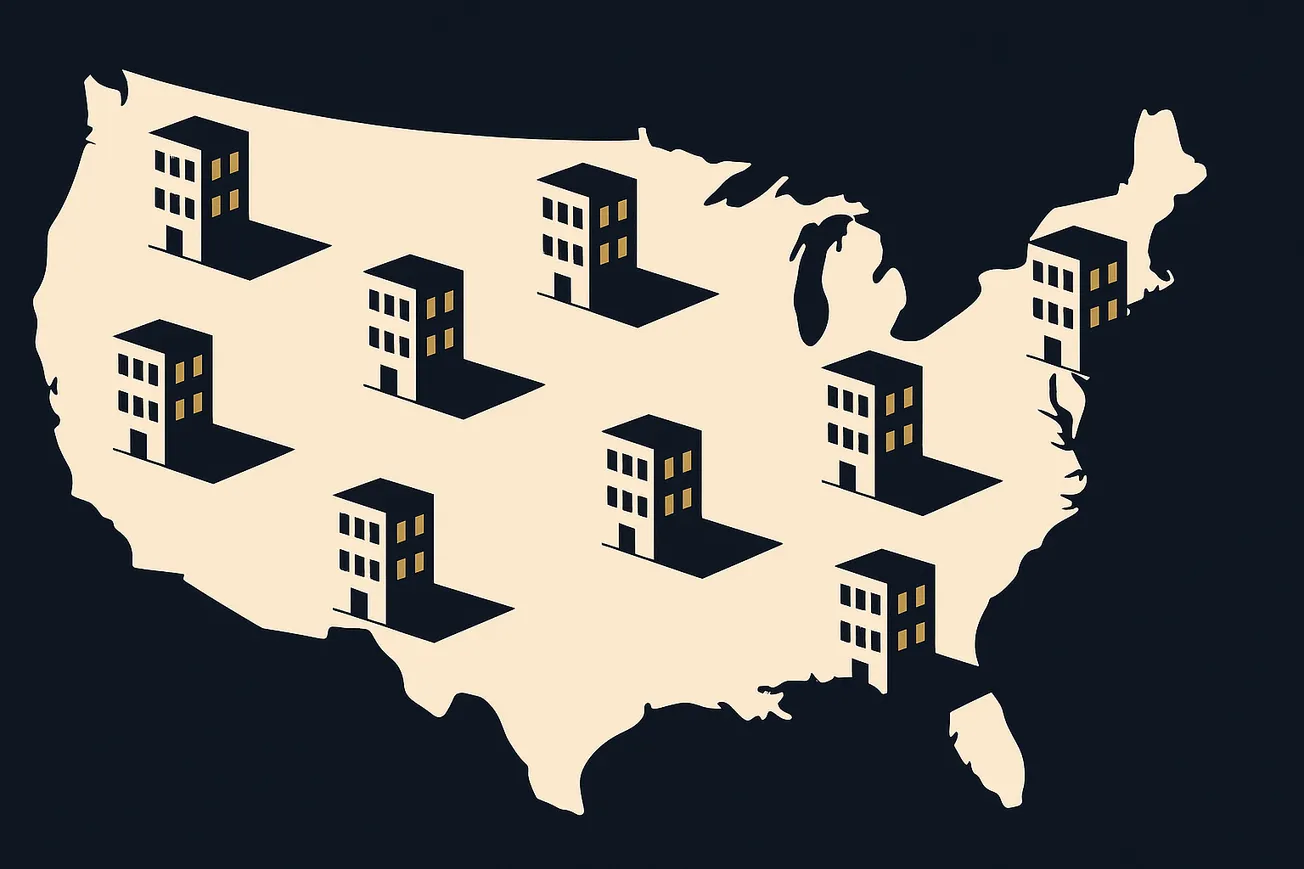 Business spreading across the US map with multiple offices across multiple state